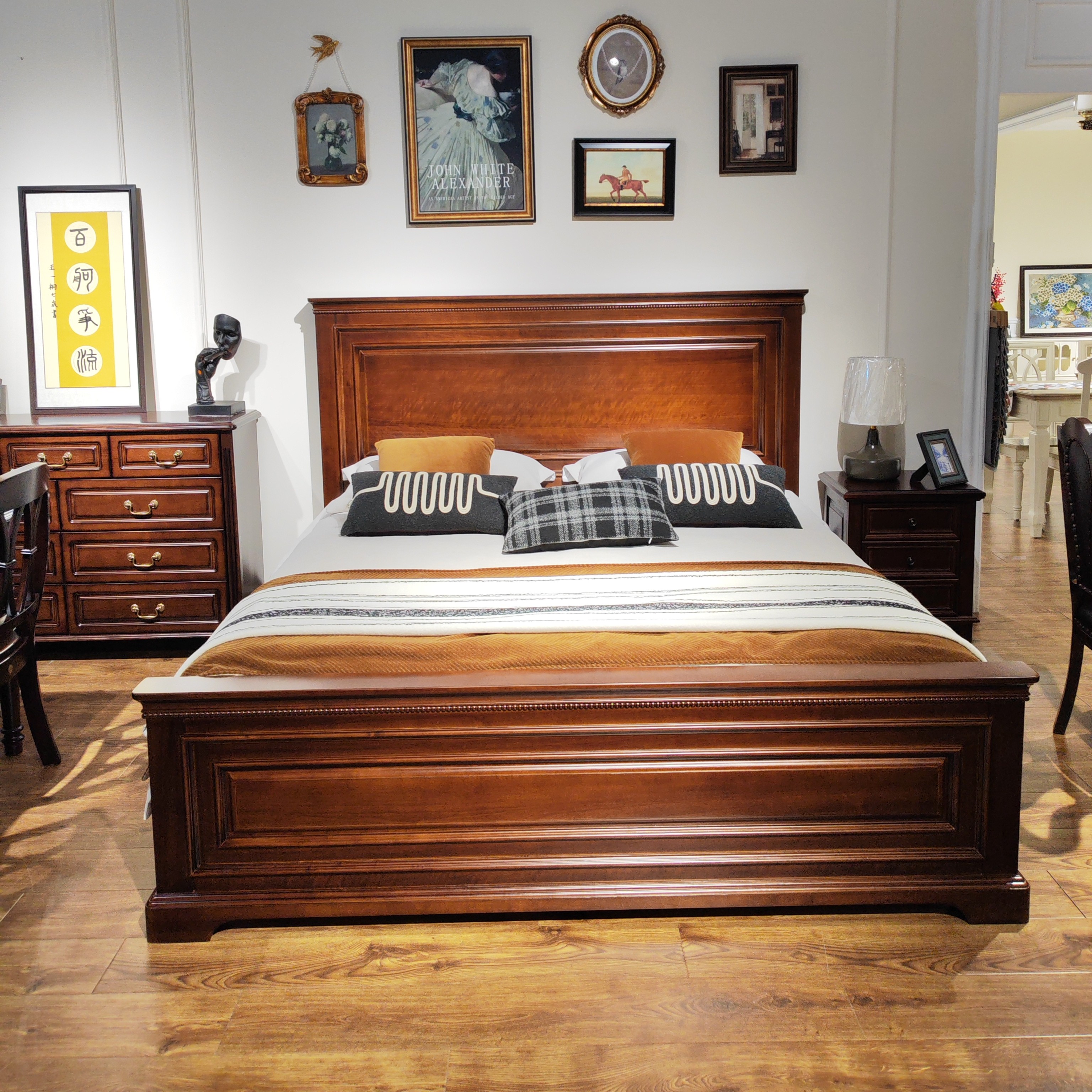 美式查尔斯顿古典实木床大床双人床家用可储物主卧简约复古欧式