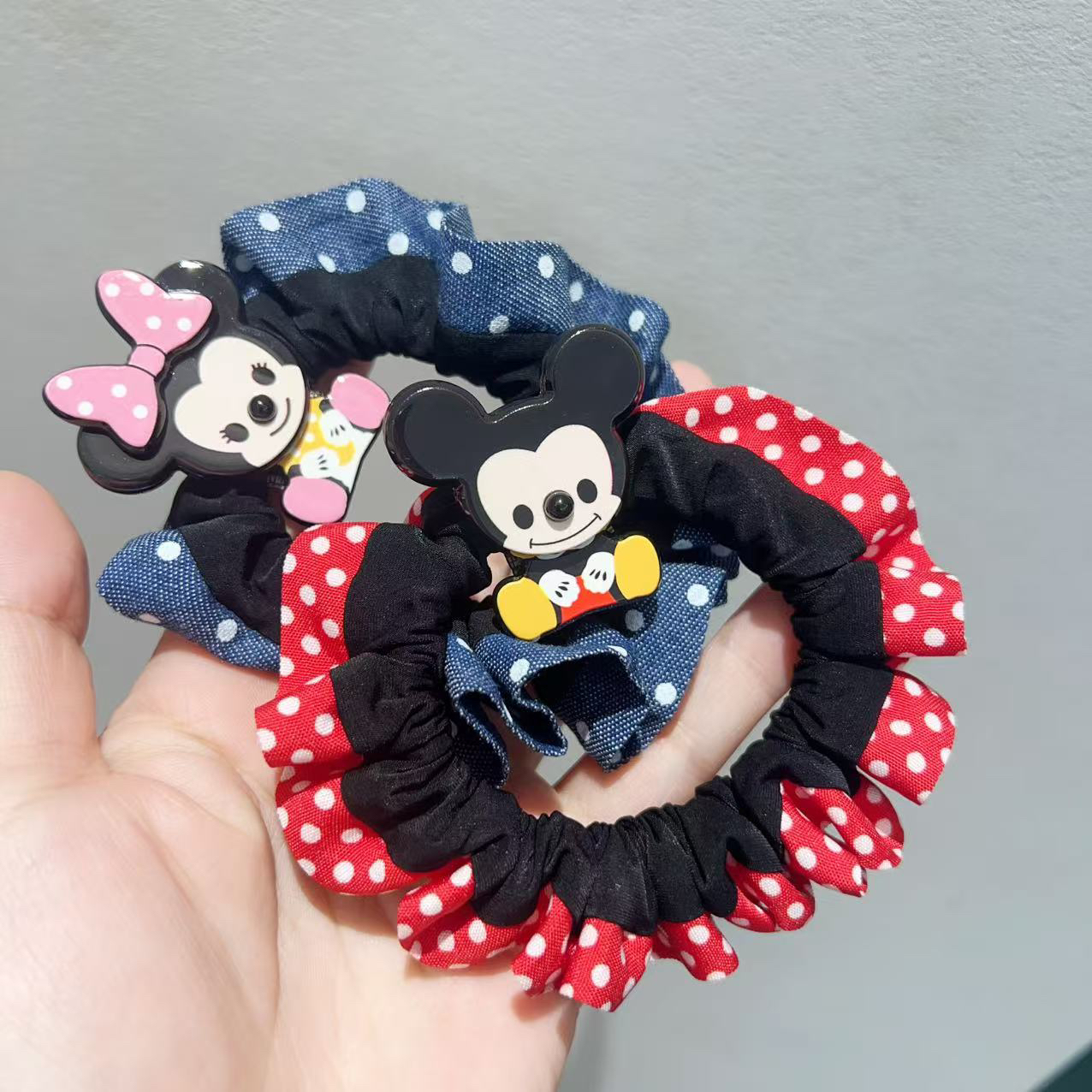 可爱老鼠波点花边发圈皮筋J2064