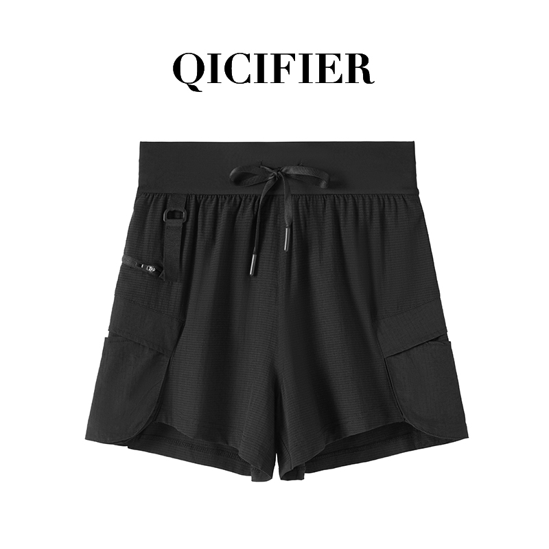 徒步短裤 科技黑高腰运动短裤 9116