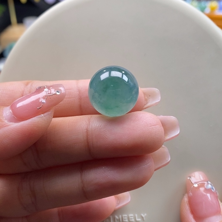 翡翠吊坠(不含链)未镶嵌翡翠冰胶蓝绿花珠卡19.3