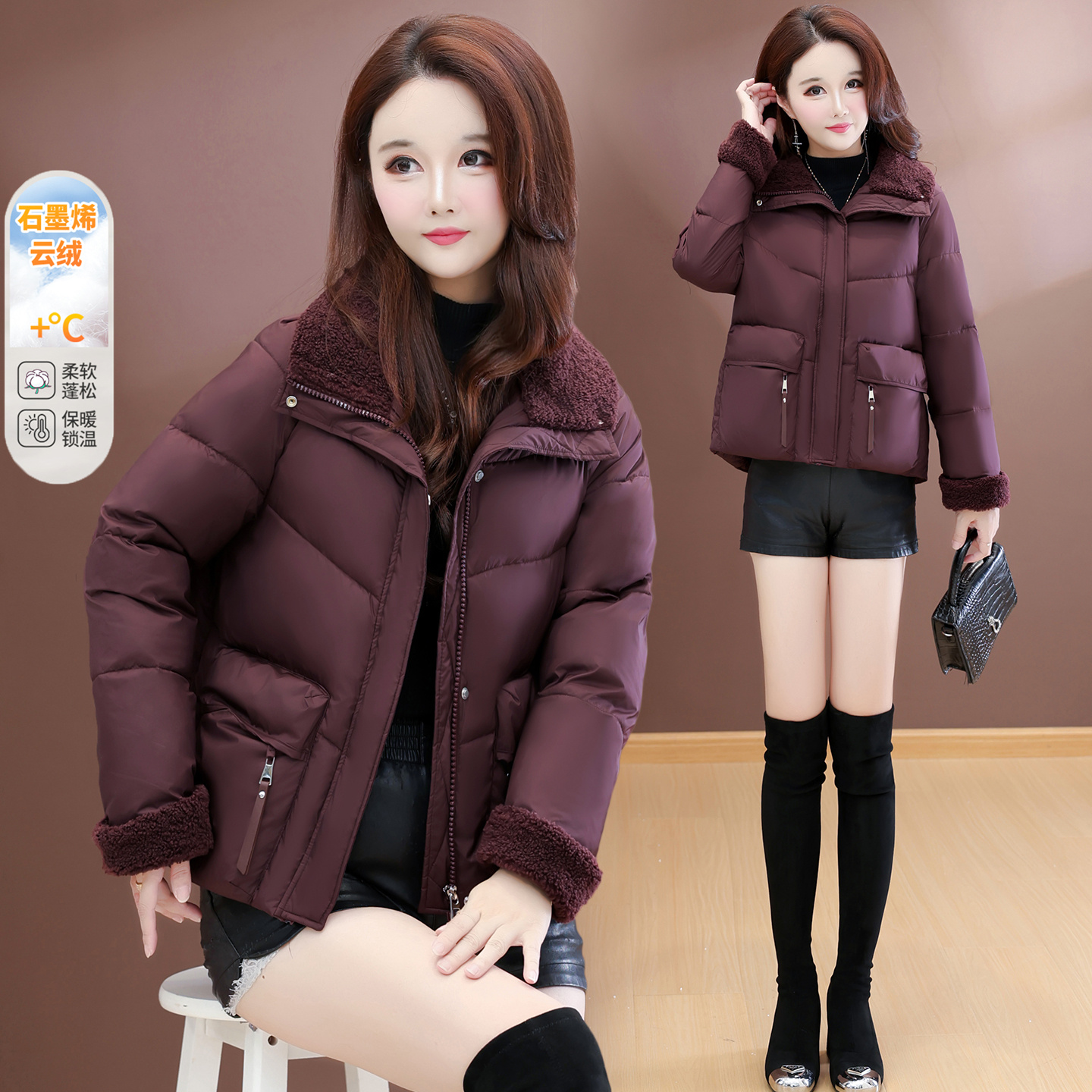 柔软棉服宽松加绒中老年女装新中式中老年女气质时尚加厚保暖冬季