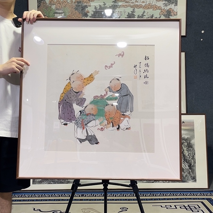 国画手绘作品带框