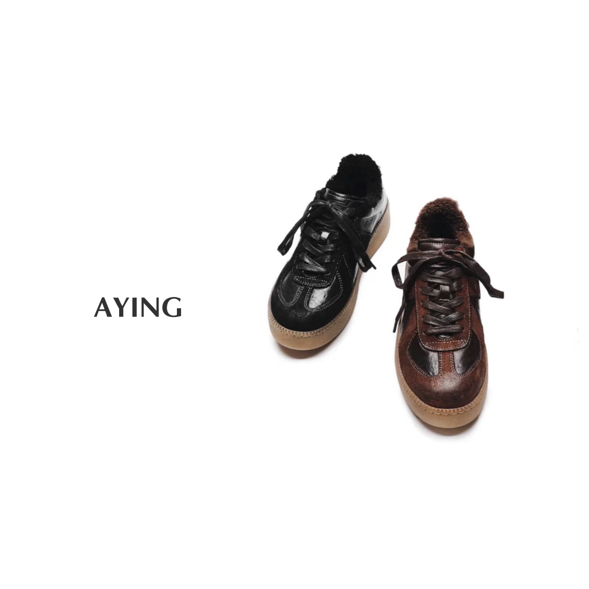 AYING    女士冬季   水洗马皮厚底休闲皮毛一体德迅鞋