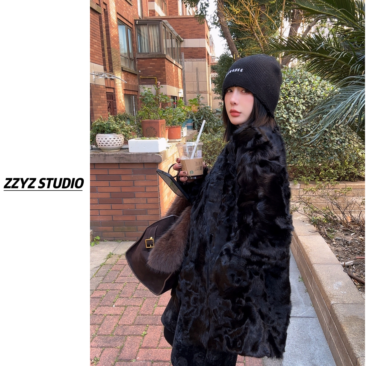 【ZZYZ】“米兰缪斯”高奢感100%小湖羊皮毛一体皮草中长款汉服外套