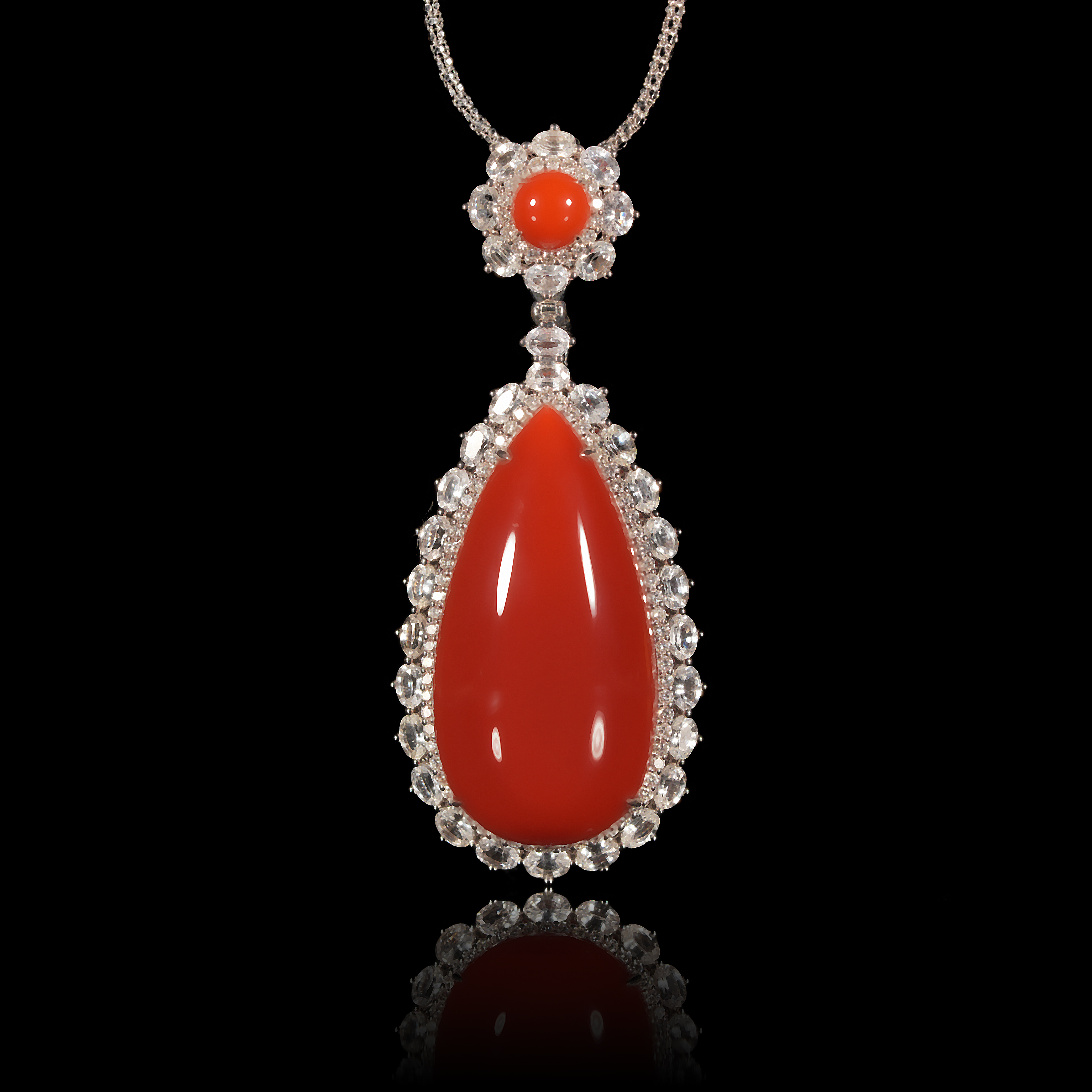 传世级 原矿南红纯牛血红水滴高定坠 18K金 49*20*12mm±  H122702