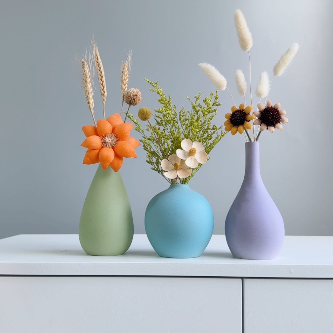 摆件陶瓷花瓶摆件含花总高约20-30cm