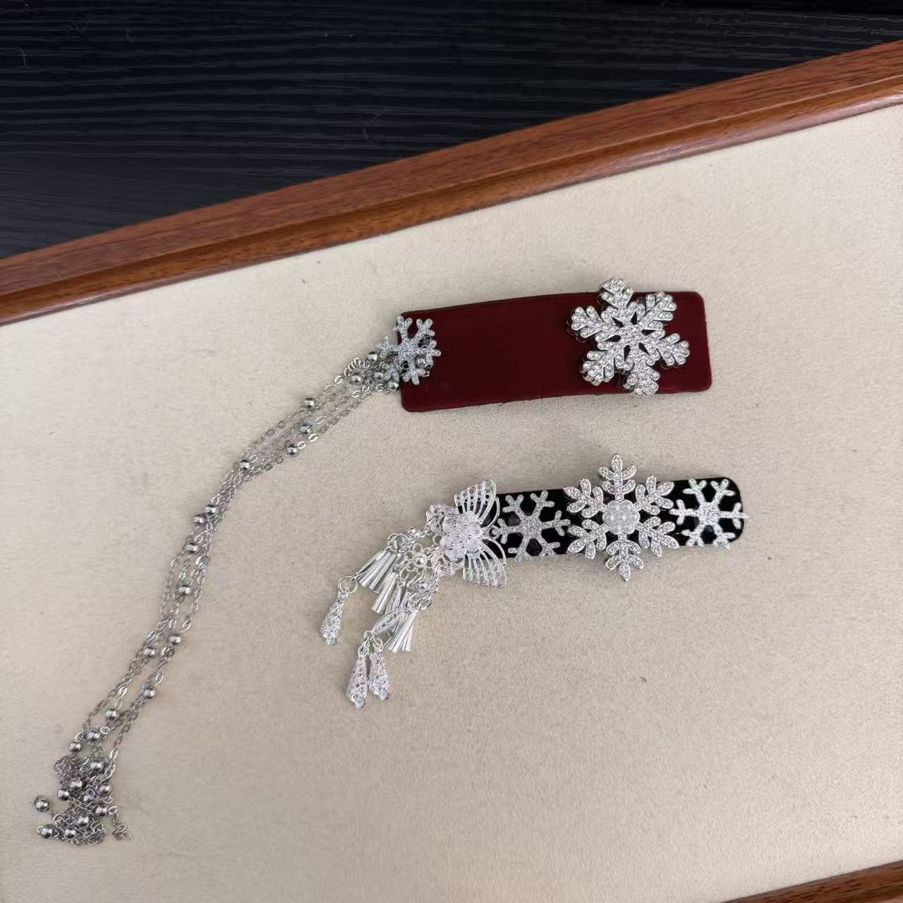 高级感边夹圣诞风复古宫廷女森系发夹发卡饰品头饰气质