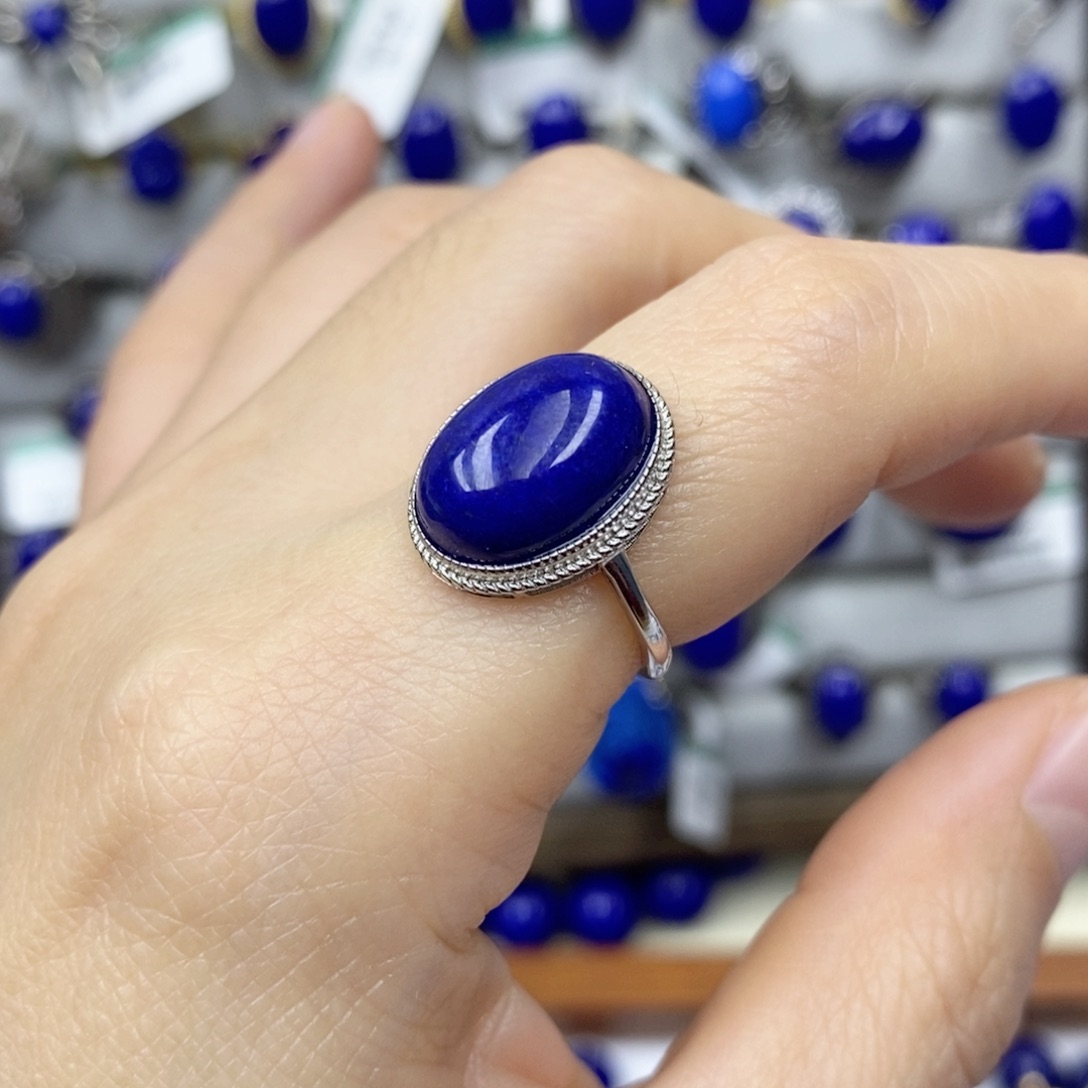 青金石戒指银S925镶嵌