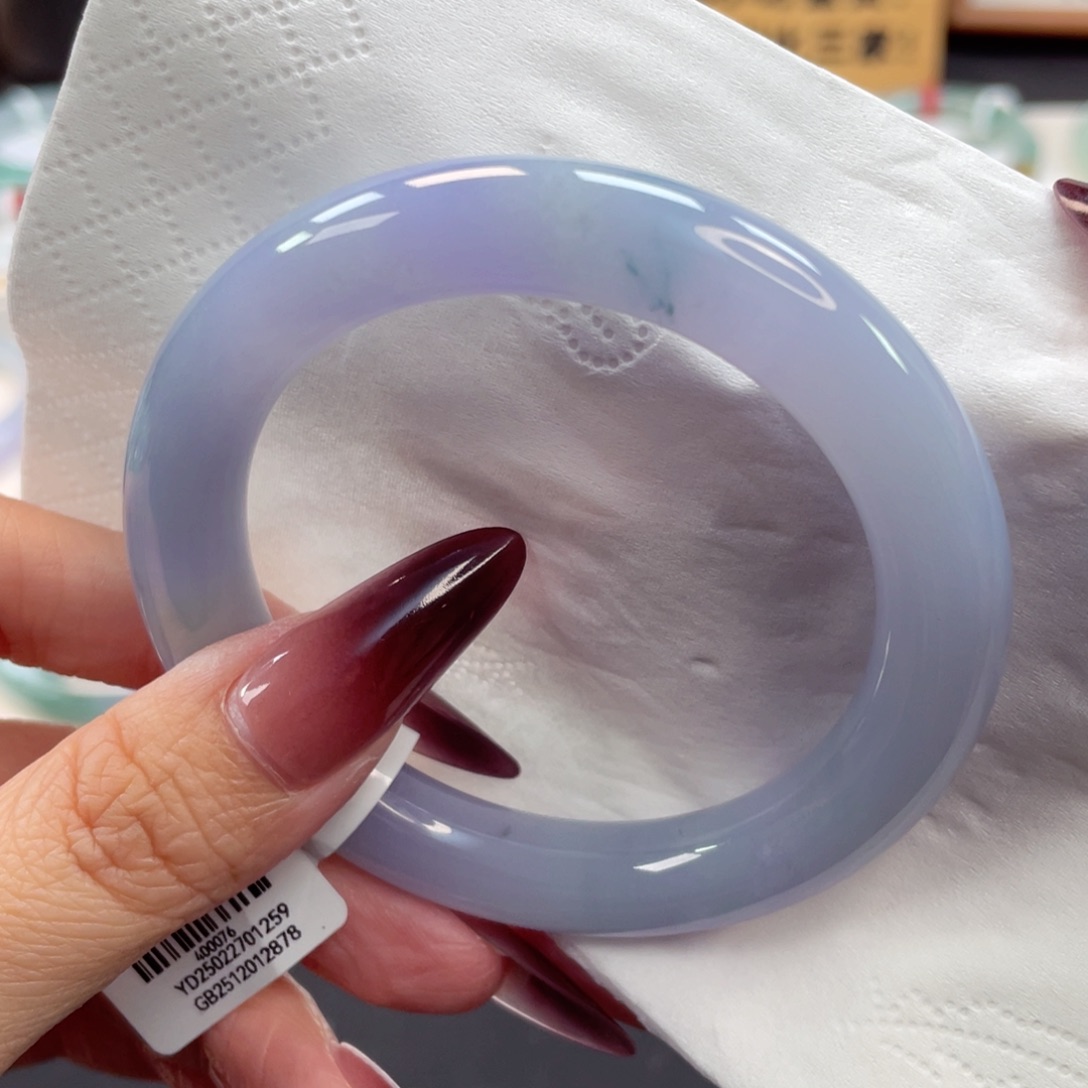 未镶嵌手镯翡翠39号54.5细糯化莫奈蓝紫圆条