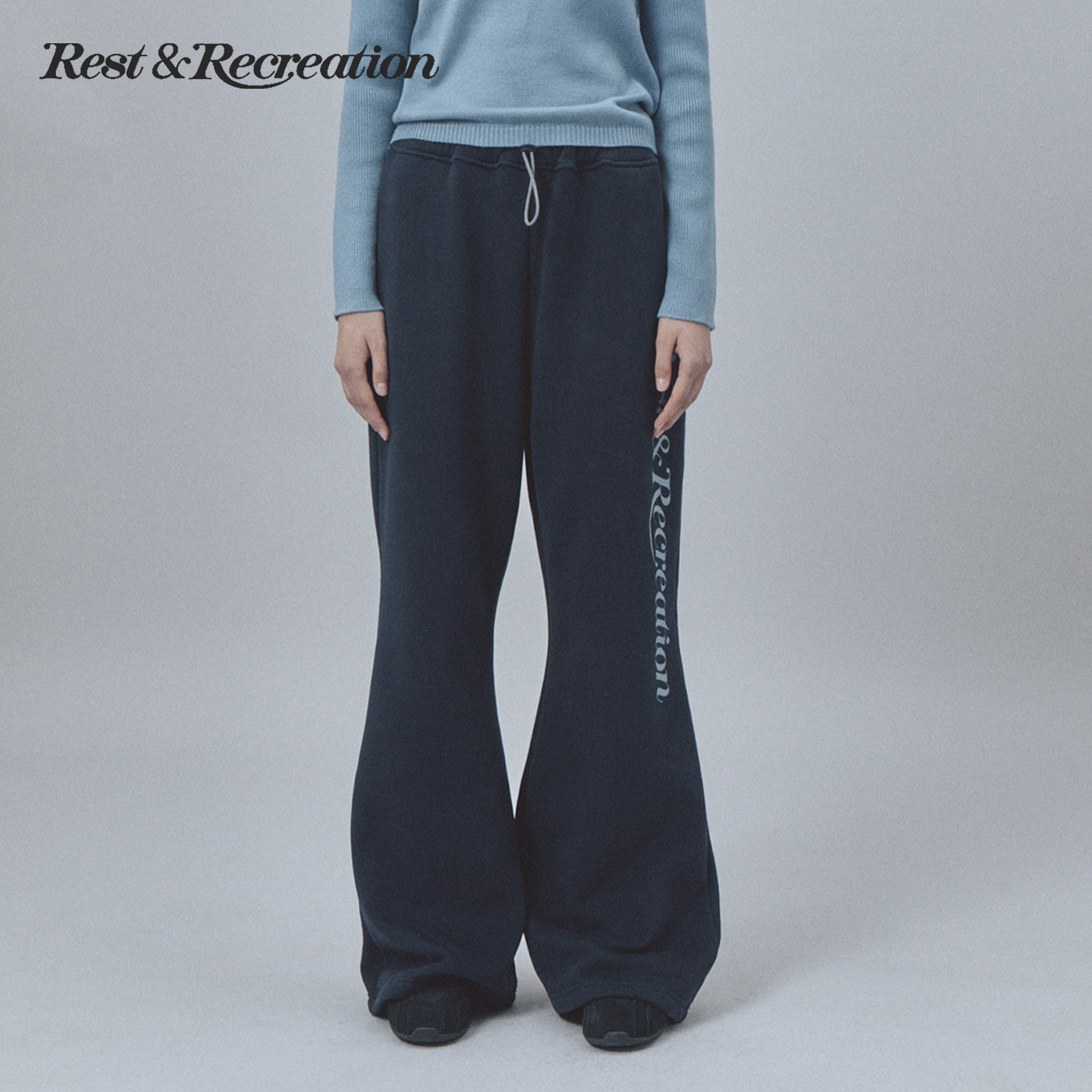 RestandRecreation官方喇叭运动长裤RR秋季抽绳垂感阔腿裤男女