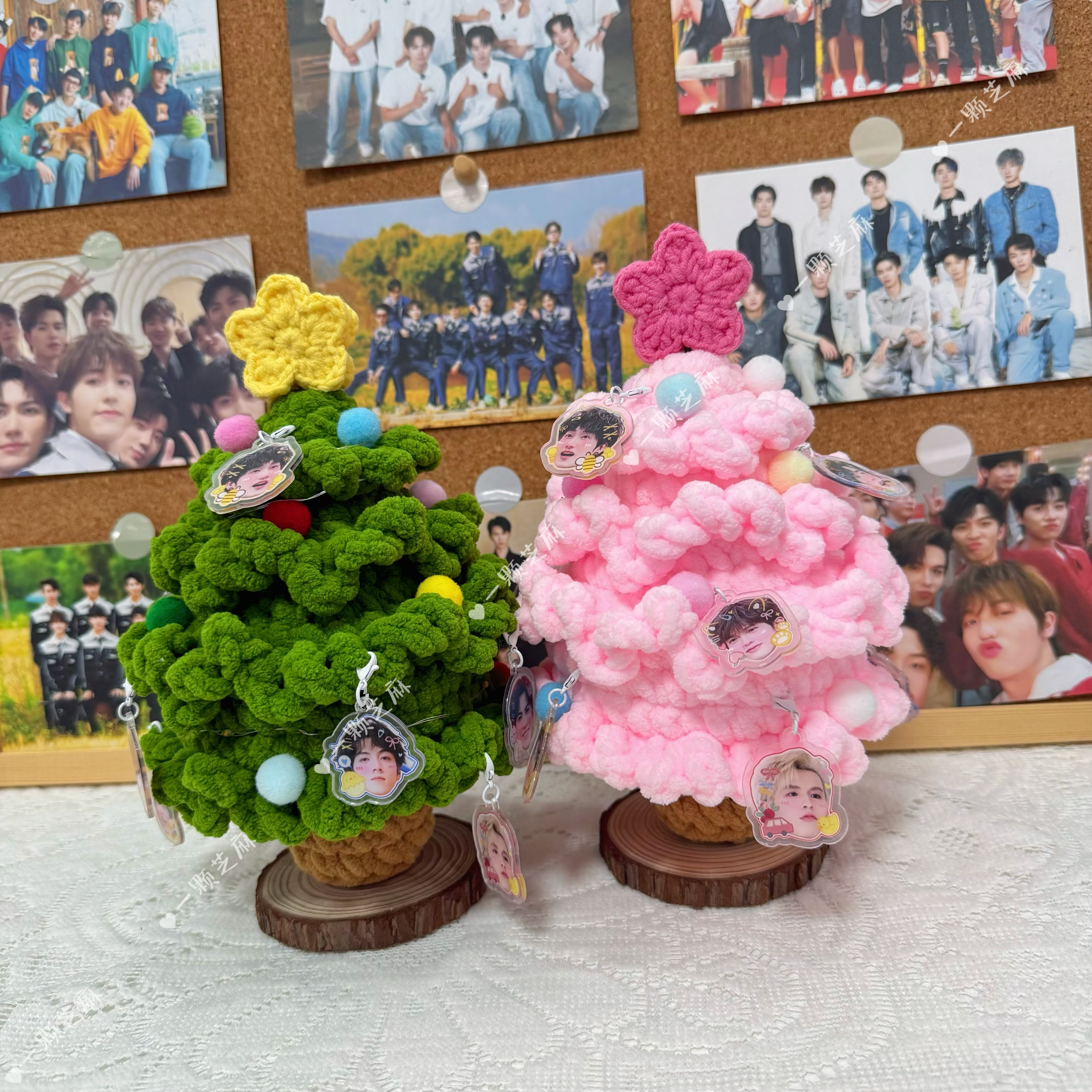 钩织十个勤天圣诞树禾伙人可爱创意毛线圣诞摆件成品