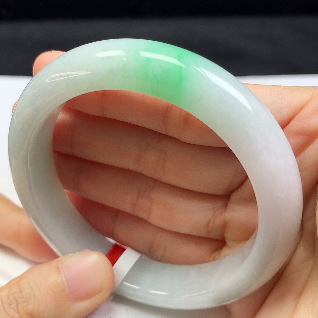 未镶嵌手镯翡翠58.2圈口白底青290