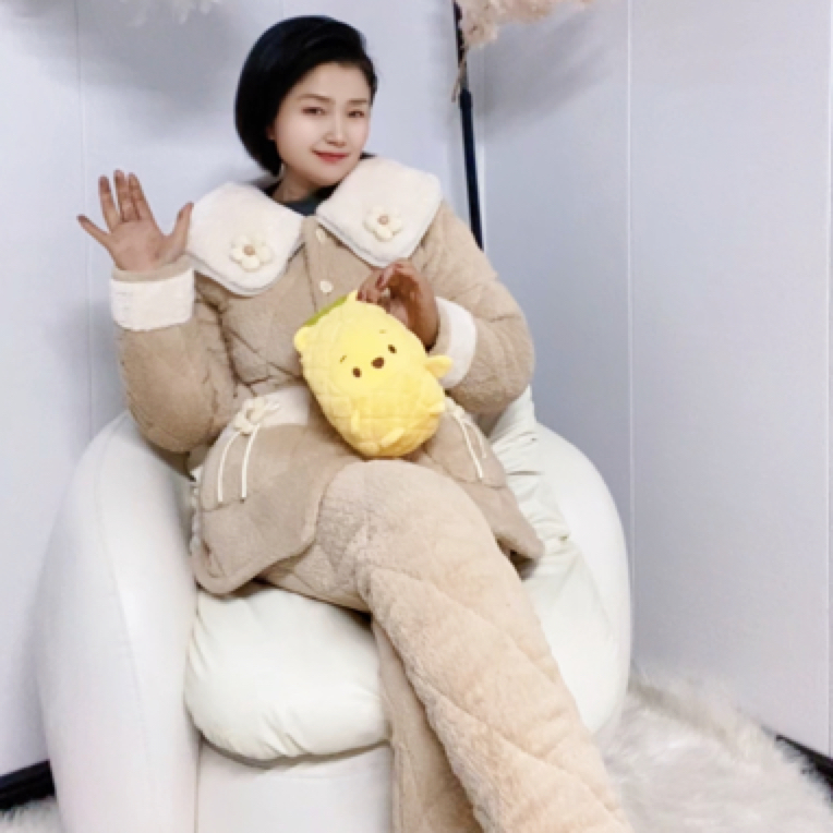 306#卡色新款花边三层加厚保暖家居服套装小香风时尚加绒