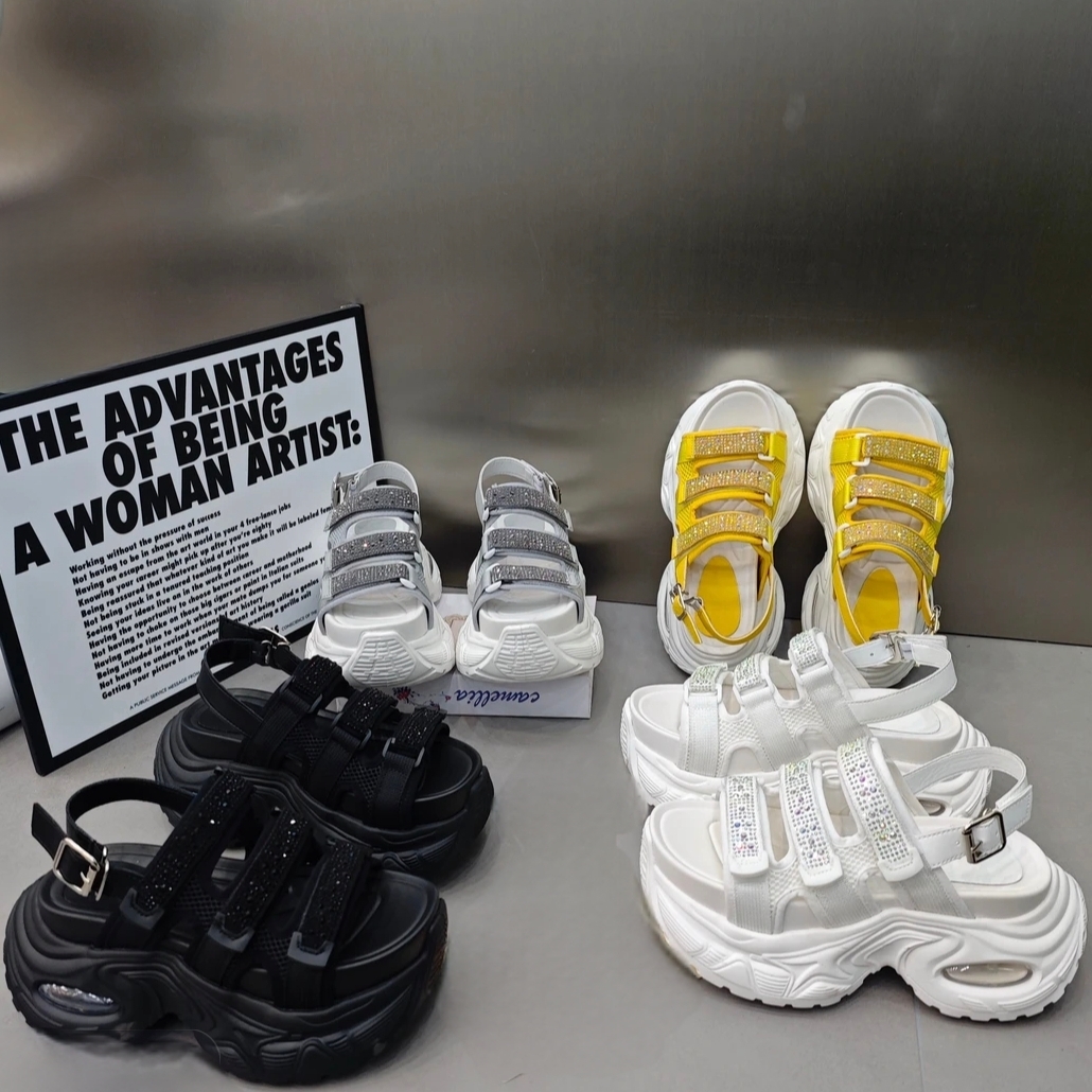 HY魔术贴女防水台厚底凉鞋时装凉鞋春夏休闲夏季沙滩鞋潮鞋