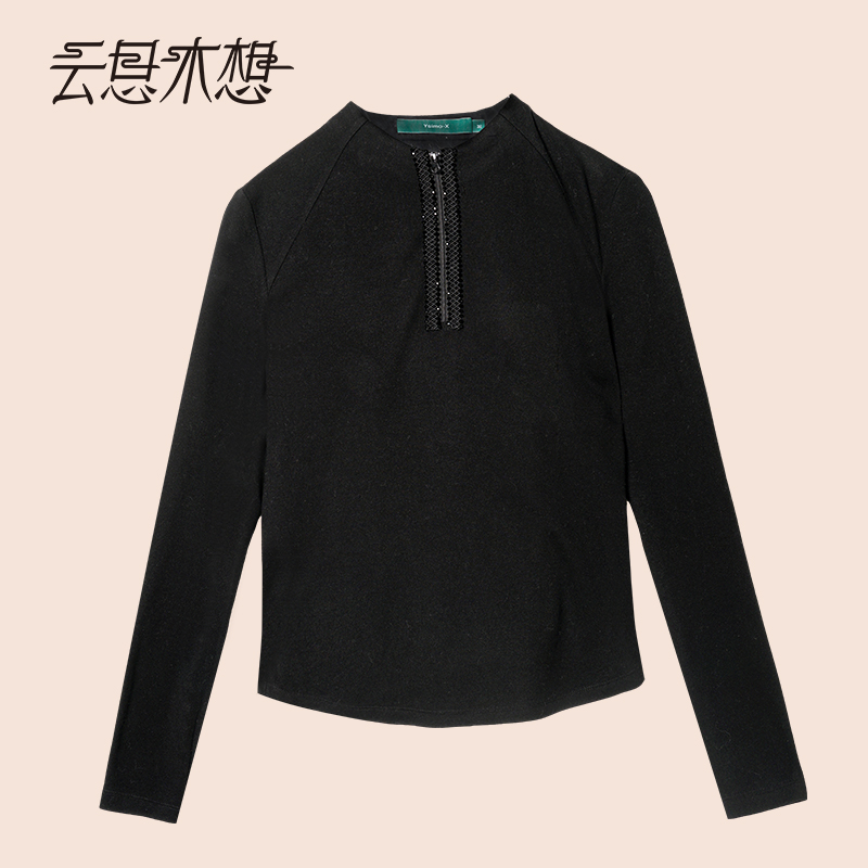 Ysimo-X云思木想 软月织光 半高领莱赛尔钉珠织带长袖T恤14065