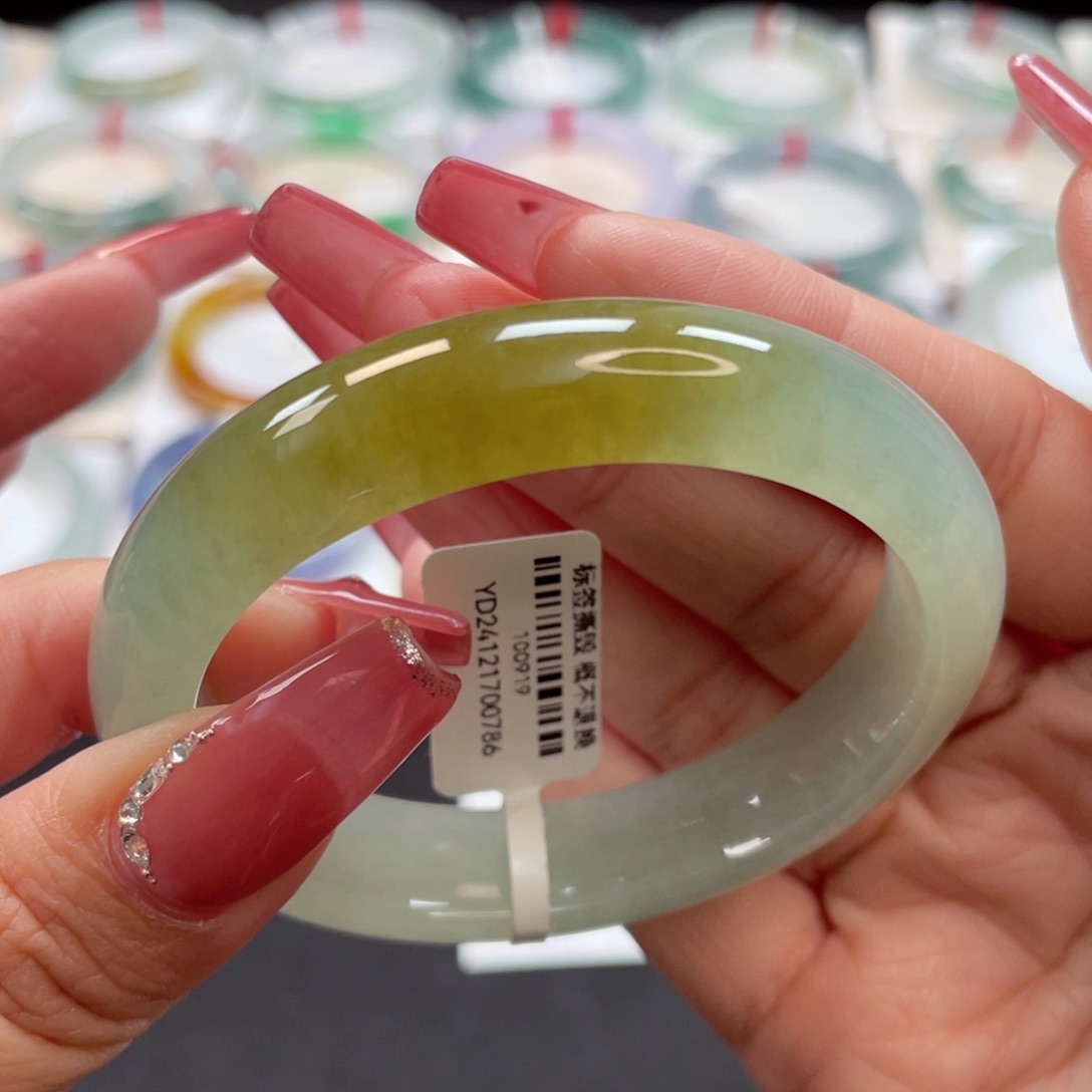 【闪购商品】翡翠手镯未镶嵌冰胶润亮特色半山水54.5贵妃5号