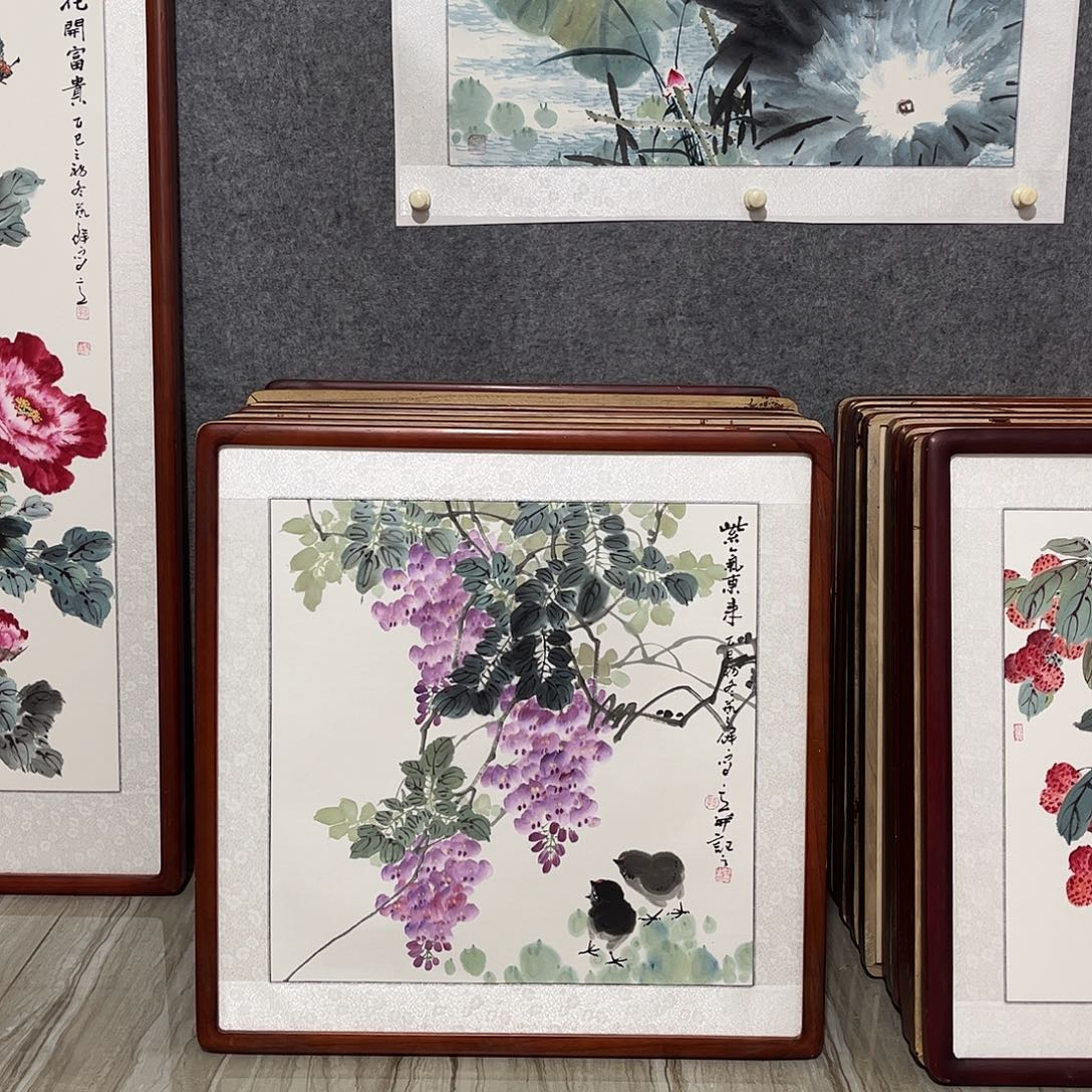 国画书画作品带框63×63