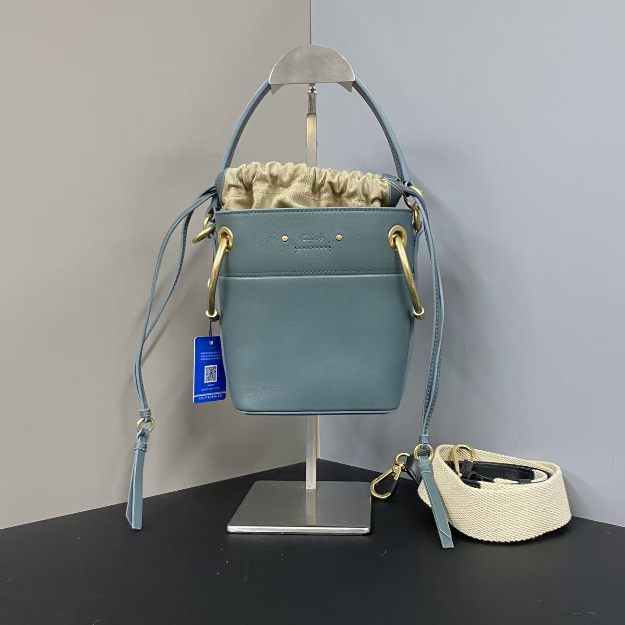 95新 Chloe/蔻依 蔻依青色水桶7173/二奢包包