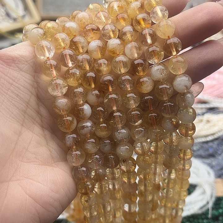 玛瑙/玉髓珠宝半成品未镶嵌一条8.5mm左右黄塔晶珠