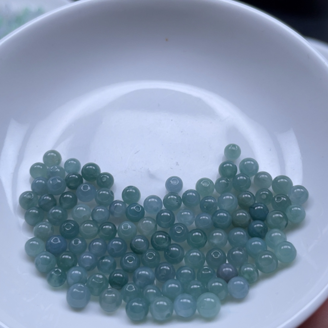 翡翠散珠冰蓝珠发100颗卡4