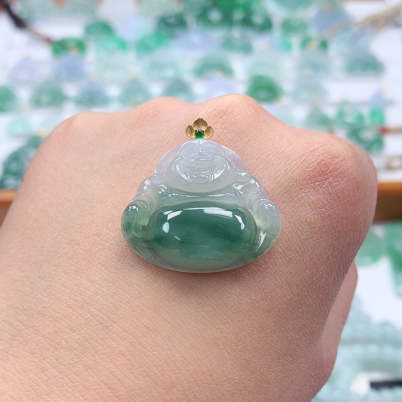 【闪购商品】翡翠吊坠(赠链)18K金镶嵌