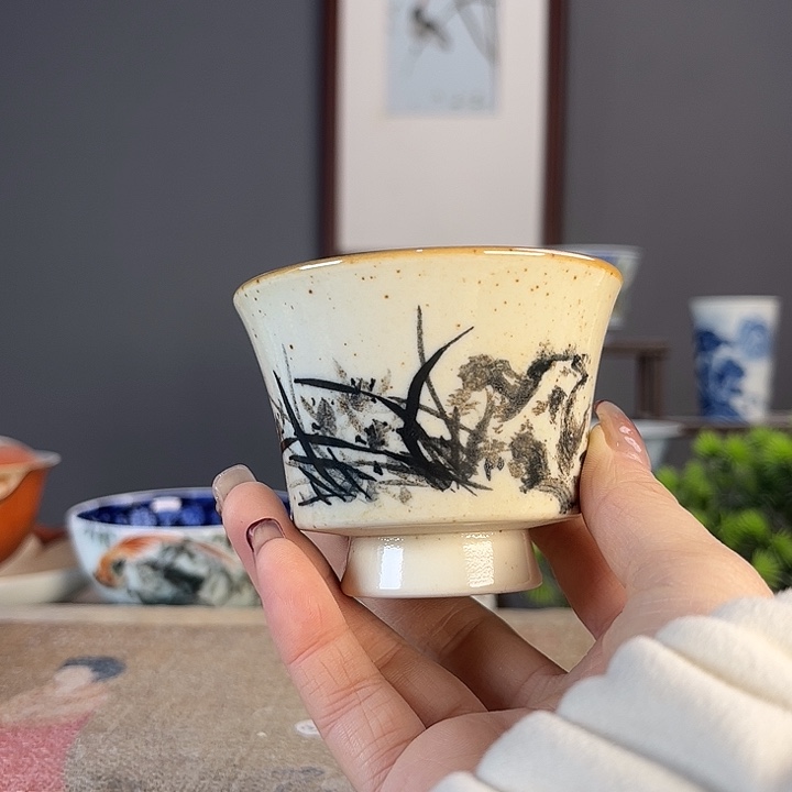 摆件景德柴烧茶杯多人