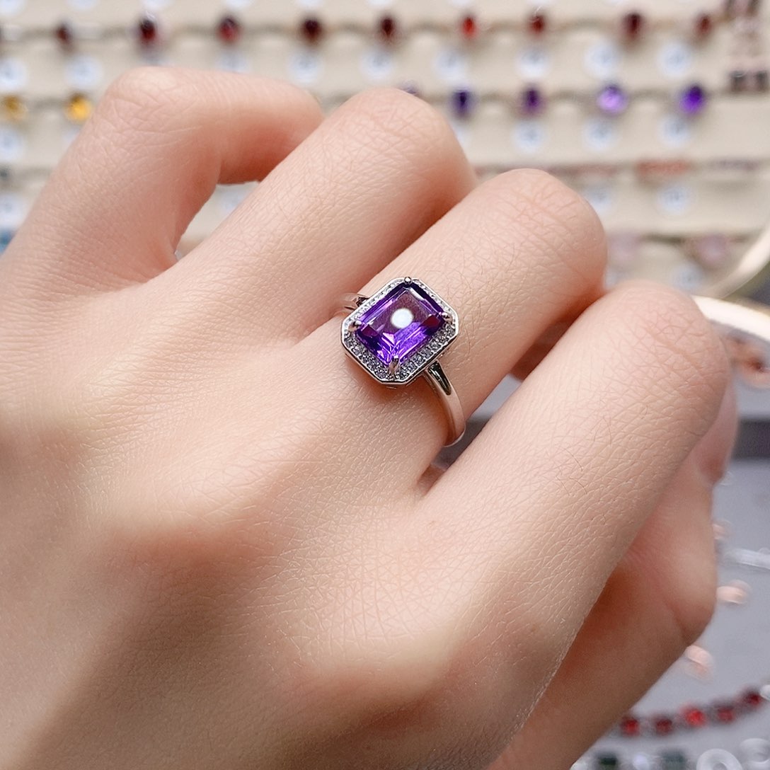 水晶戒指银S925镶嵌戒指