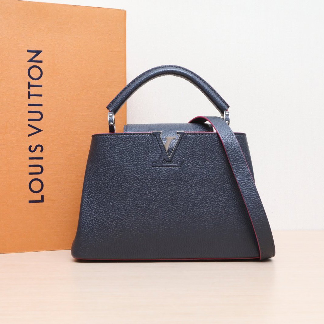 95新 LouisVuitton/路易威登 小花双双 CapBB 墨蓝色 2015 单肩包
