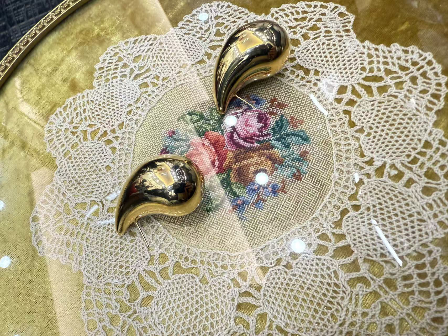 钨合金耳饰 大气元（耳钉）复古百搭水滴