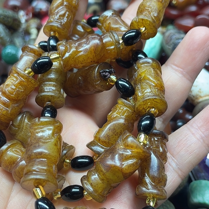 龍***下彩色钧瓷珠手串挂件