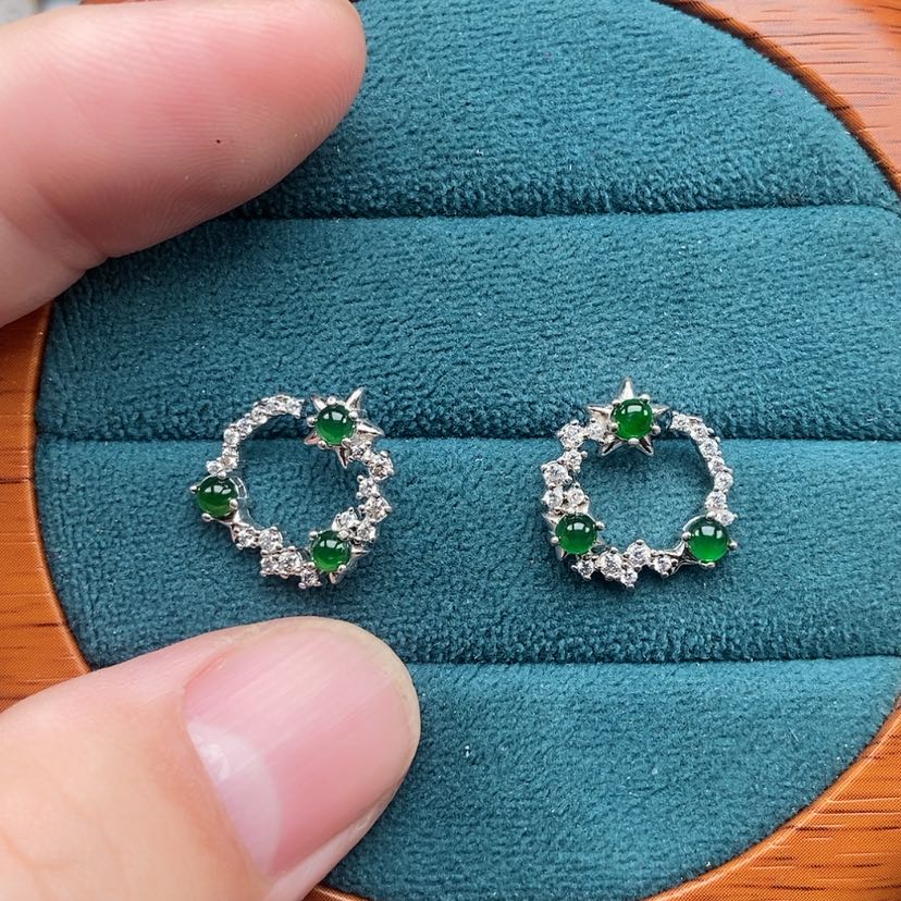 【闪购商品】银S925镶嵌翡翠耳饰～**～