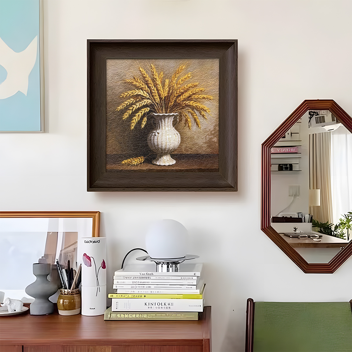 古风小众艺术风格古典麦穗客厅书房斗柜摆台装饰画麦穗3838