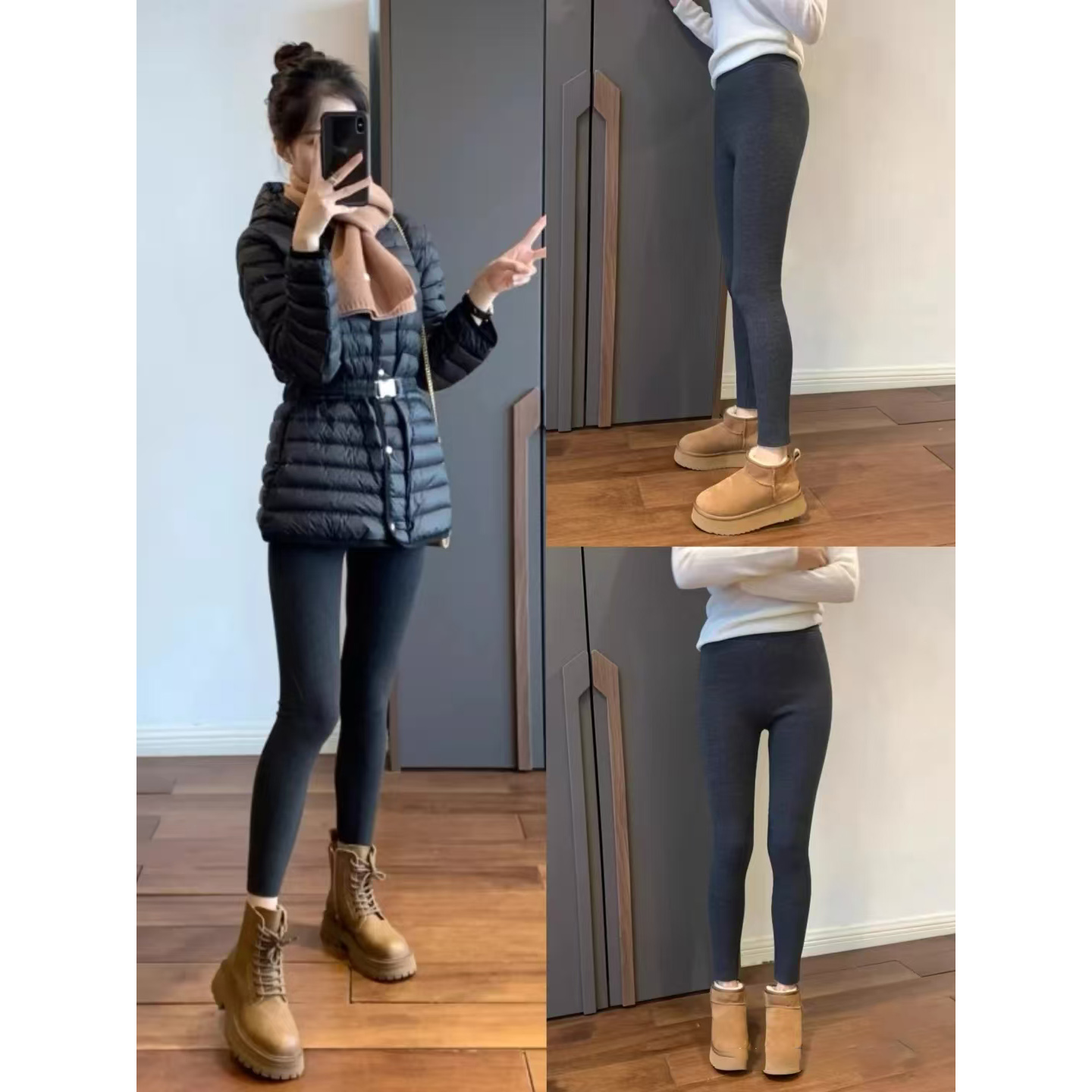 M1799 百搭腰带收腰显瘦中长薄款鹅绒羽绒服外套衣长83款号CF639