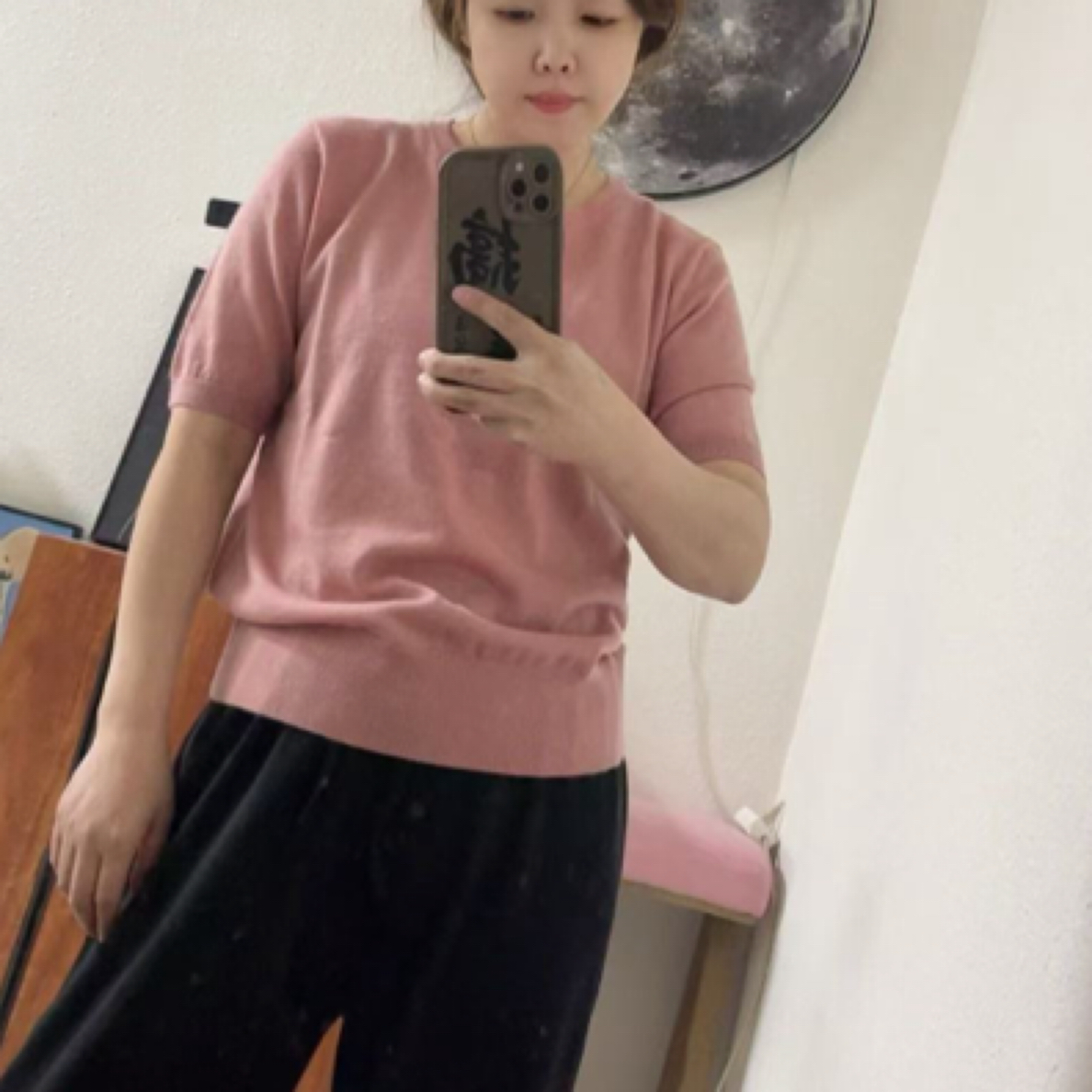 春夏夏季新款68支精纺100%纯山羊绒16针单股圆领简约针织短袖