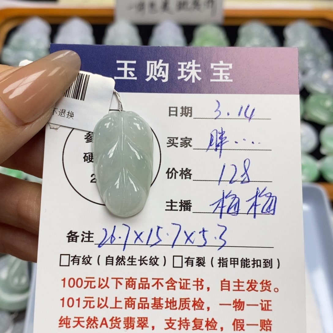翡翠未镶嵌颈饰胖*哒叶子