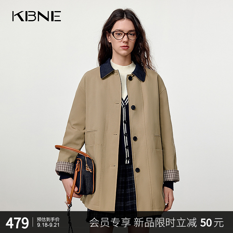 KBNE棉服女款爆款2025新款秋冬保暖百搭巴恩风琥珀流光风夹棉外套