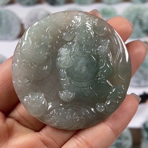 翡翠颈饰未镶嵌玉龙财神爷福利