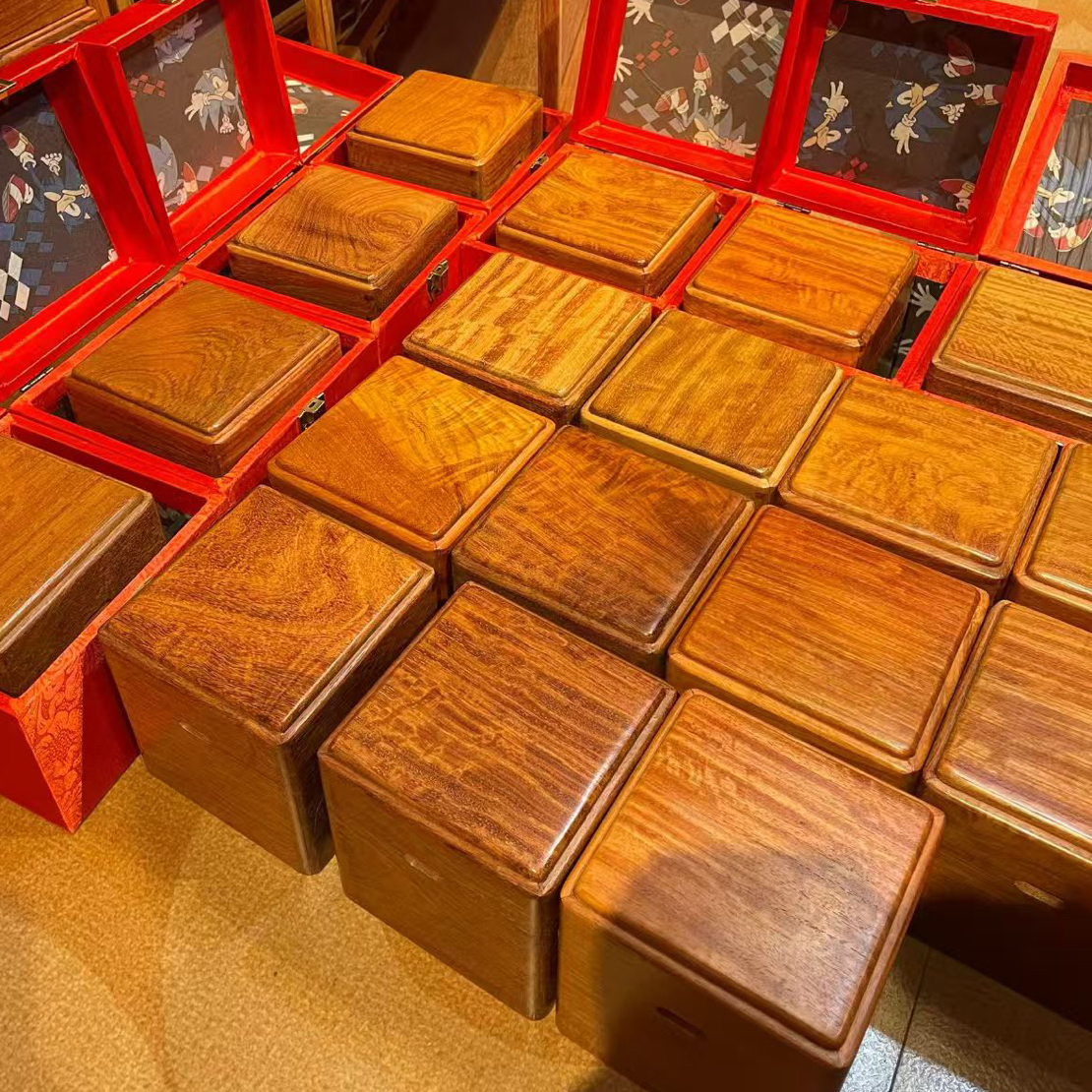 缅花 11 寸首饰收纳盒储物罐牙线盒独板实木原色