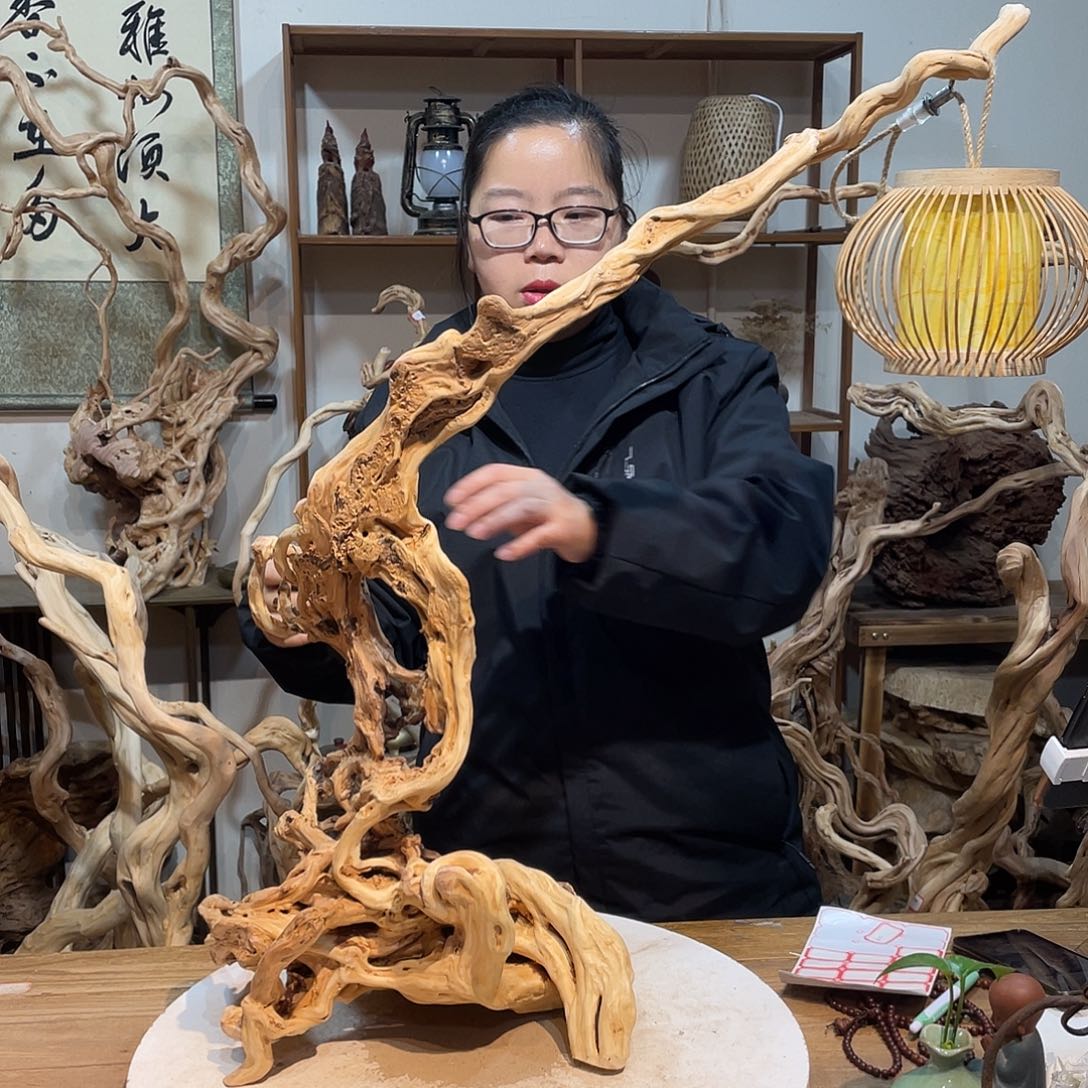 香杉木杜鹃根根艺摆件