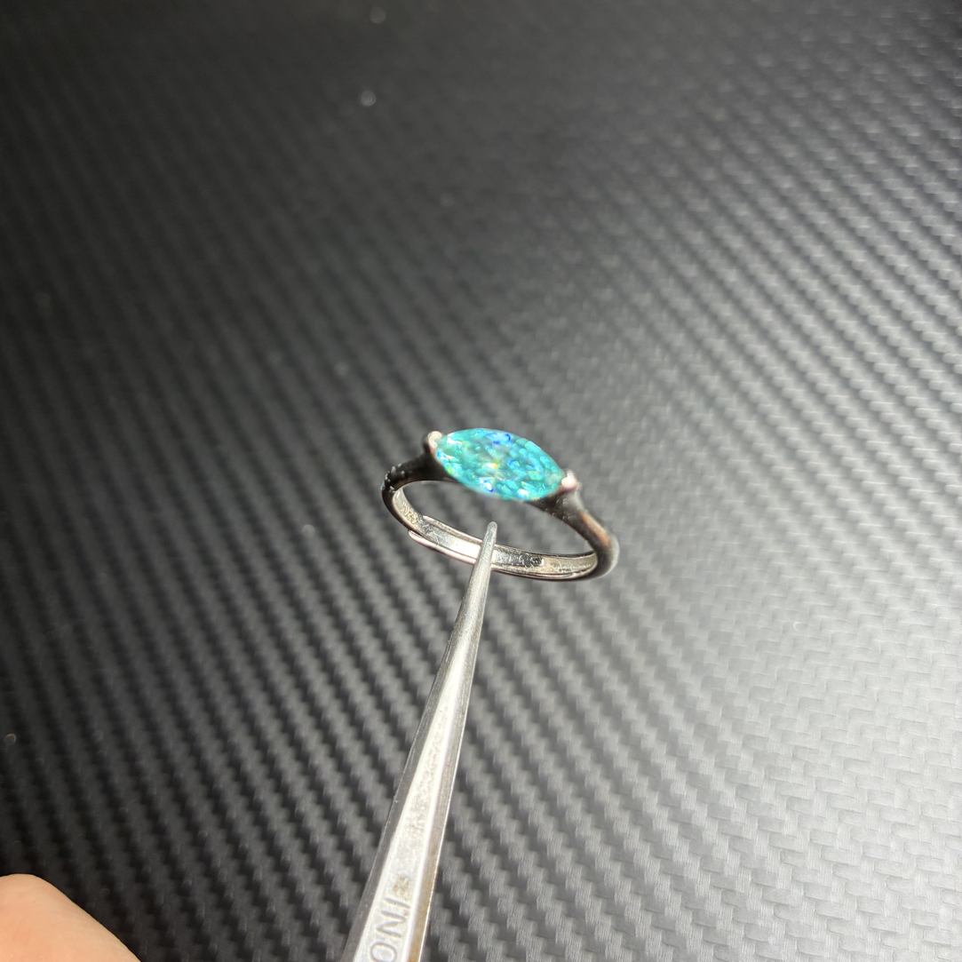 马目眼蓝绿色帕拉伊巴开口戒轻奢小众气质百搭002