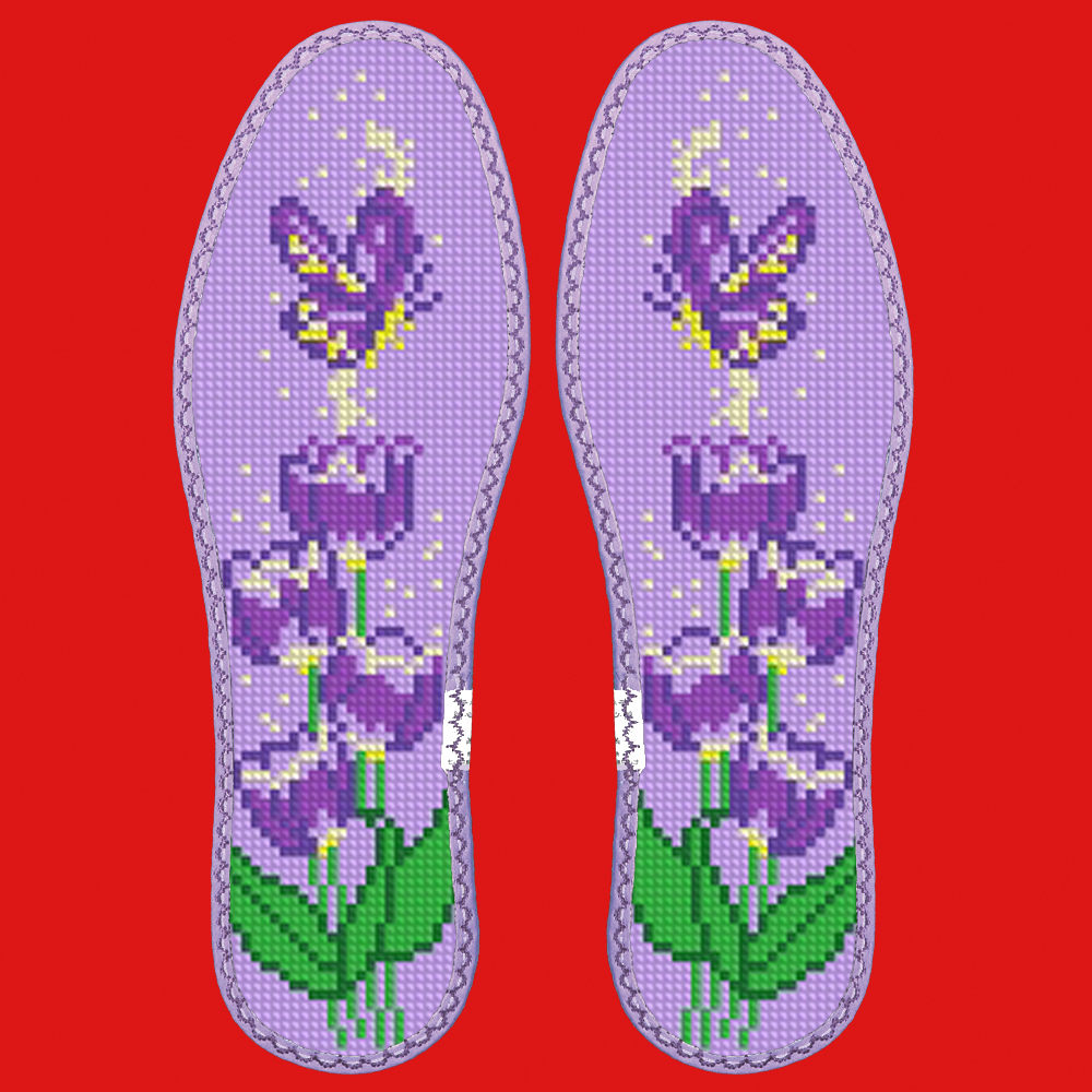 小格十字绣鞋垫七层纯棉布花边吸汗防臭（7983）