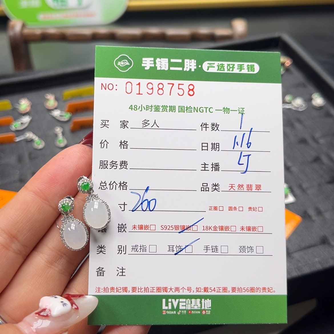 【闪购商品】翡翠耳饰银S925镶嵌多人