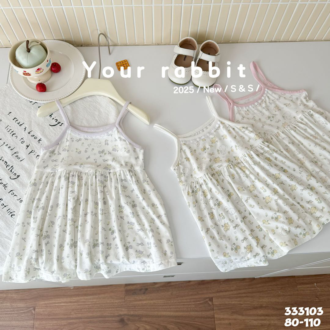 玥儿兔宝宝吊带背心莫代尔和粘纤的小裙子儿童碎花无袖