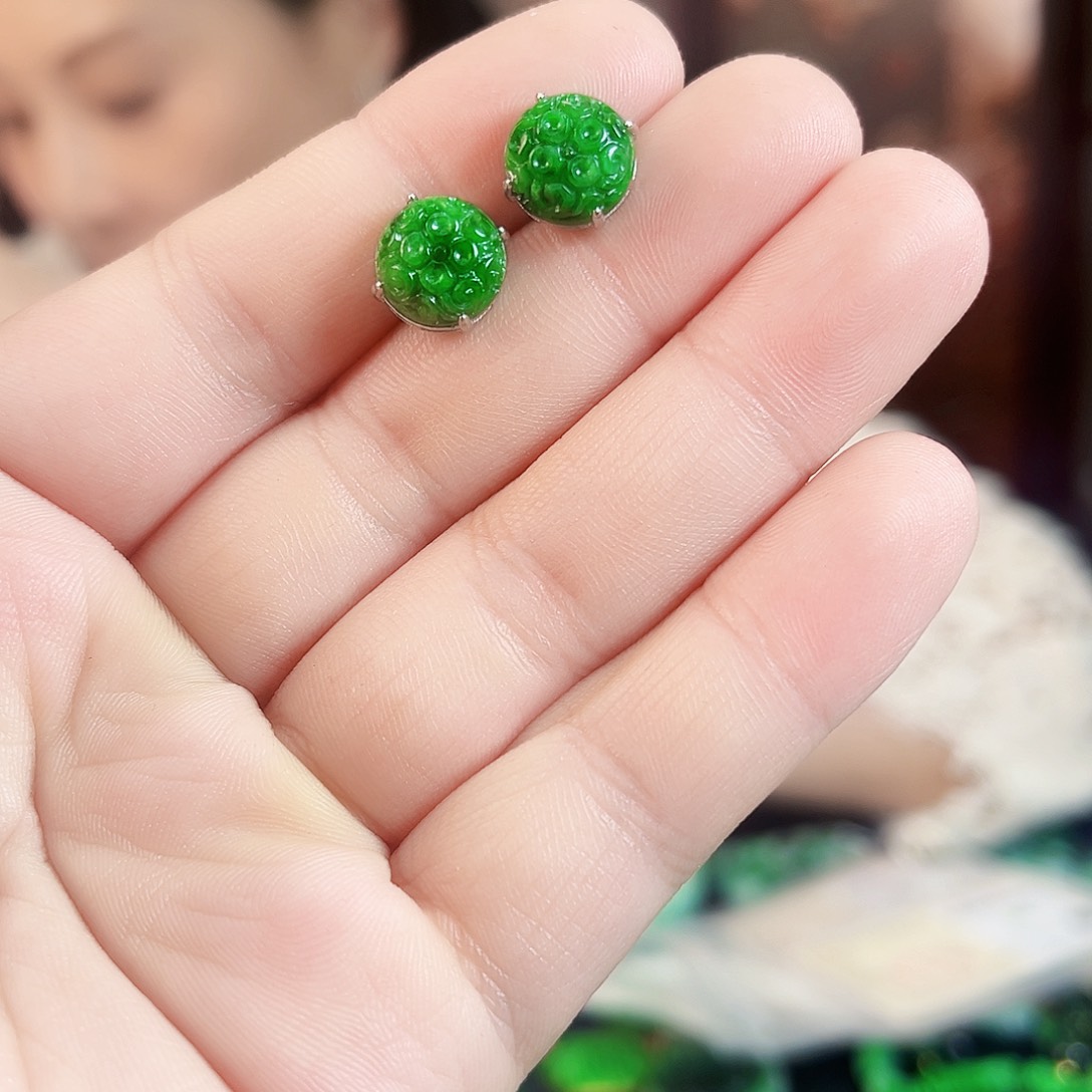 翡翠颈饰银S925镶嵌耳饰