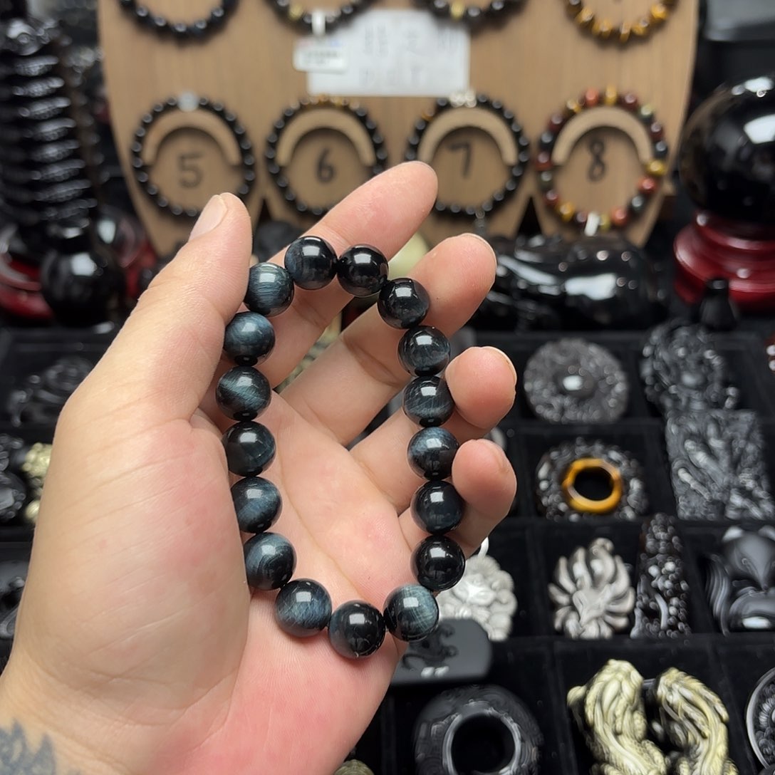 花***友黑曜岩未镶嵌手链