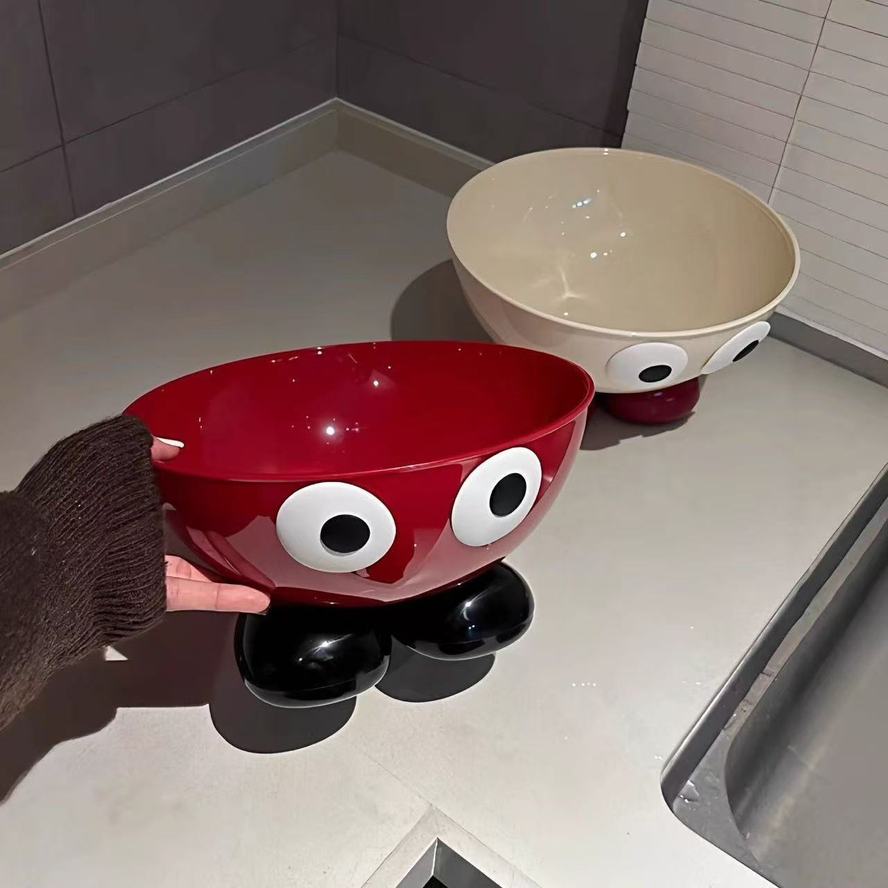 可爱卡通高脚水果盆高颜值过年大容量新年客厅氛围桌面零食摆放盘