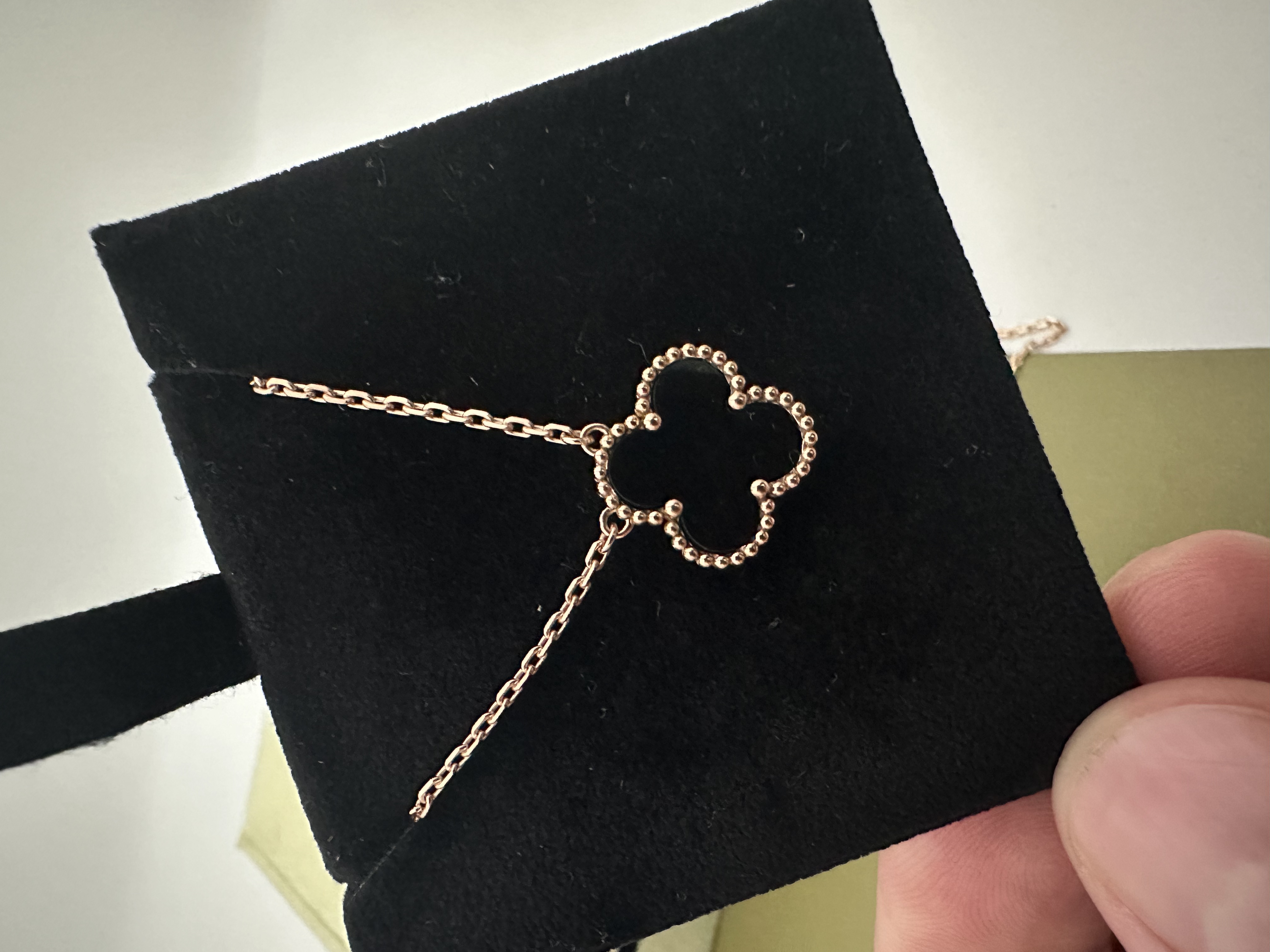 18K 重金版黑玛瑙中号15mm轻奢时尚四叶草项链