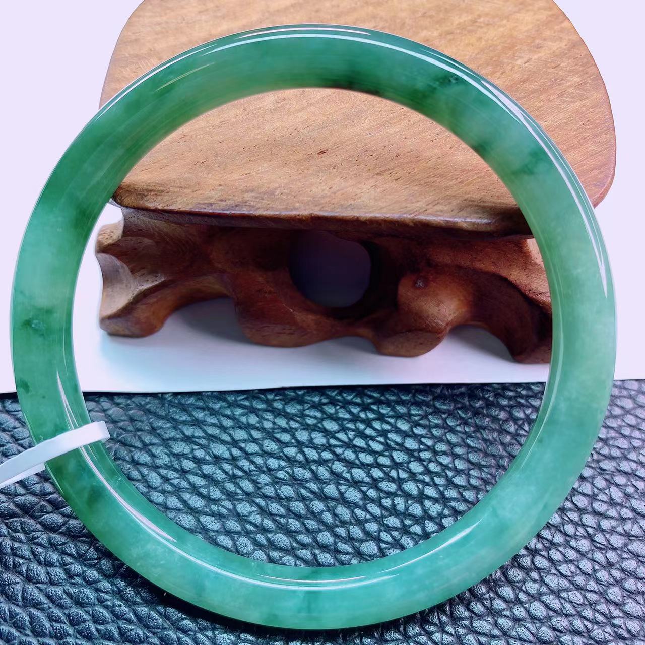 缅甸天然A货翡翠手镯54-55叮当精美冰透女款时尚高冰少女百搭气质