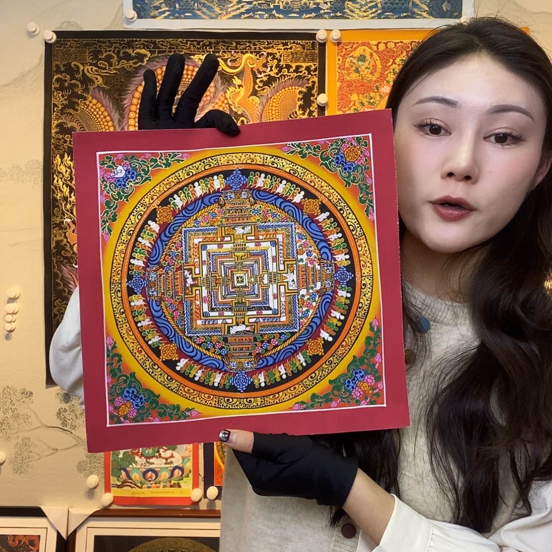 卷轴画纯手绘坛城唐卡27厘米左右