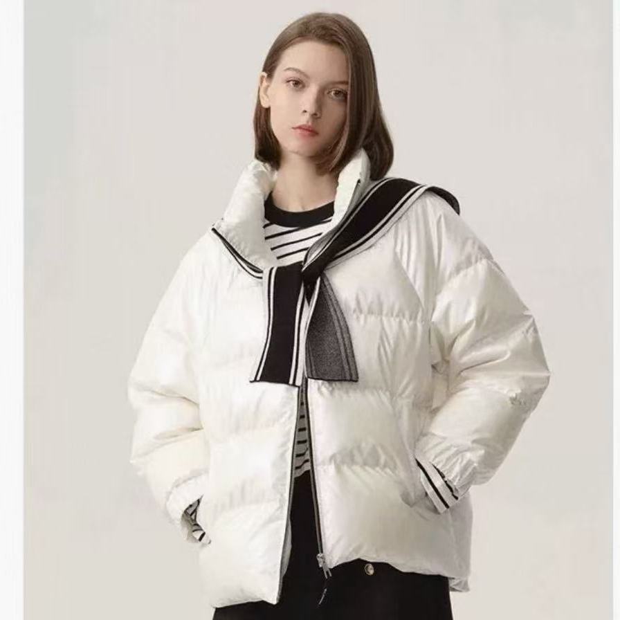 *恋白色披肩羽绒服T021
